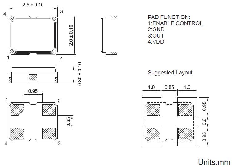 TXC 8W 2.5 x 2.0mm SMD CMOS CXO Oscillators